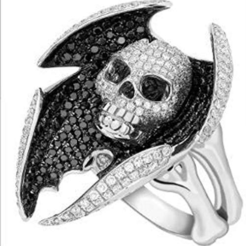 yzz Joyería de Calavera Retro para Hombres Europeos y Americanos, Anillo de Marca de Moda dominante de Halloween