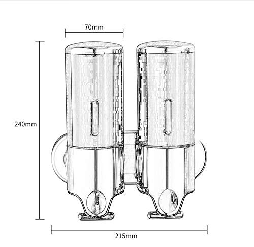 zaoyq Montaje en Pared Dispensador de Jabón Manual 500 Ml * 2 Baño de Pared Doble Cabeza Botella de Gel de Ducha champú Líquida (Color: Rojo, Blanco, Champán, Plata)