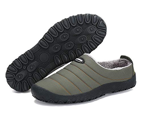 Zapatillas de Casa para Hombre Mujer Invierno Interior Exterior Antideslizantes Slippers,Verde,37