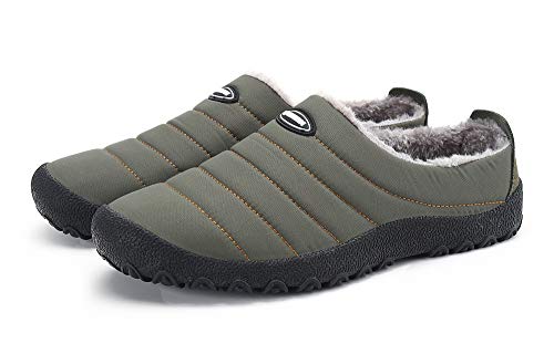 Zapatillas de Casa para Hombre Mujer Invierno Interior Exterior Antideslizantes Slippers,Verde,37