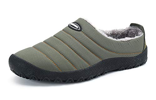 Zapatillas de Casa para Hombre Mujer Invierno Interior Exterior Antideslizantes Slippers,Verde,37