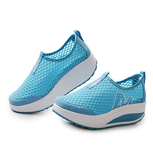 Zapatillas de Deportivos de Running para Mujer Malla Transpirable Pendiente con Suela Gruesa para Aumentar los Zapatos Casuales Running Fitness Sneakers Zapatos Mecedora riou