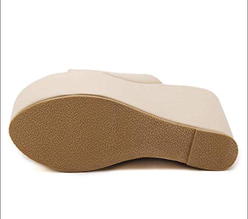 Zapatos suave Único piscina de baño, flip flop cuña de la plataforma del talón, estilo coreano bizcocho con sandalias de apricot_35 de la mujer, unisex de diapositivas sandalias con punta abierta ggsm