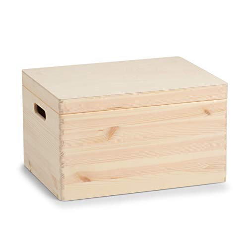 Zeller 13152 - Caja multiusos con tapa, plana, madera de conífera (40 x 30 x 24 cm)