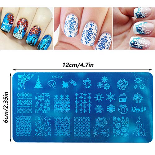 Ziyero 4 Piezas Conjunto Plantillas Estampado Esmalte Uñas Nail Art Patrón Stamping Plantillas Metal Acero Inoxidable, Duradero, para Esmalte de Uñas, Gel UV, Cumpleaños, Fiestas, Bodas Etc (Plata)