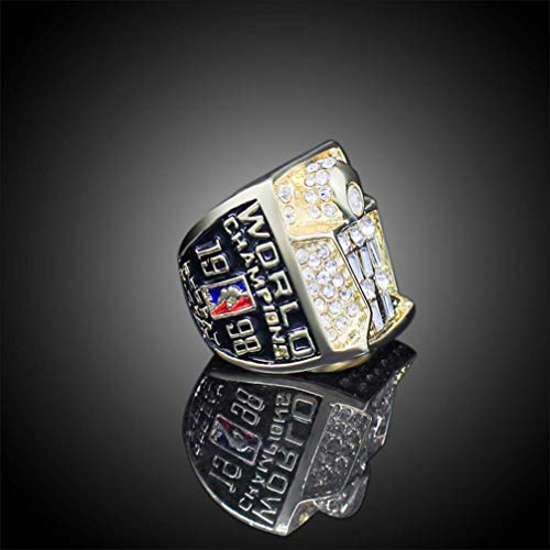 ZJL Europa Y América Anillos de Hombre, 1998 Año Europa Y América Nba Bulls Championship Anillo de Réplica Personalizado Acero Inoxidable Anillos de Diamantes para Hombre Objetos de Recuerdo Tamaño d