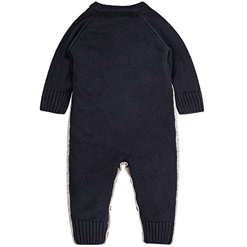 ZOEREA Bebé Niñas Niños Mameluco Navidad Mono Algodón Conjunto de Ropa con Gorra Manga Larga de Ciervo Hecho Punto Cálido Suéter Onesie