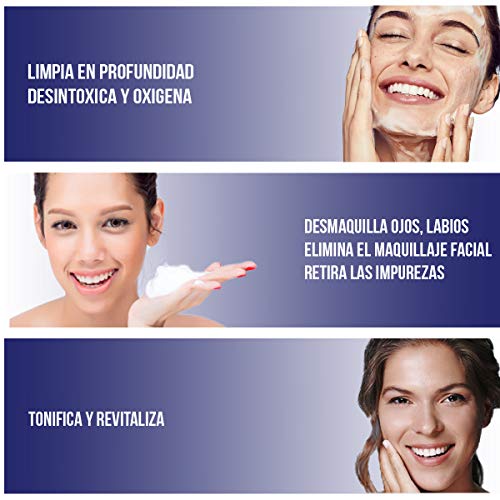 ZOWIX Limpiador facial en espuma para PIEL GRASA. Desmaquillante ojos, cara y cuello. Foam Natural con Ácido Hialurónico. SIN PARABENOS. Con activos vegetales. Ideal Veganos. 150ml