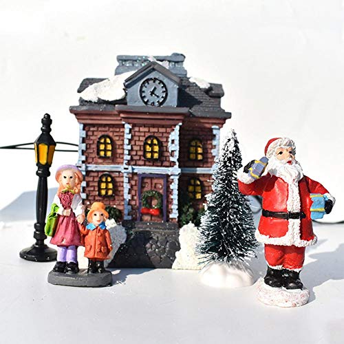 ZQYX Casas de Pueblo de Invierno de Navidad, 10 Piezas - Casas de Figuras de Navidad Juegos de construcción de Pueblo, con luz LED, Accesorios de Figuras de Navidad Adornos de Mesa