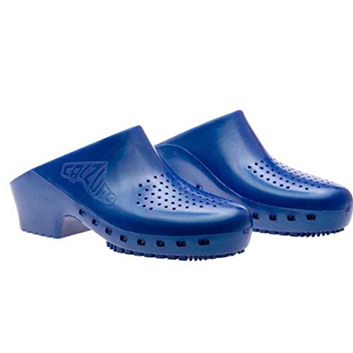 Zuecos sanitarios Calzuro S Classic con agujeros profesionales CE 35-36 Blu Metallizzato