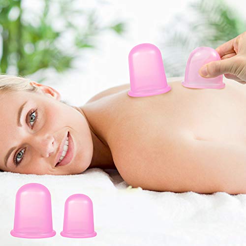 ZWOOS Copas Masaje Anti Celulitis, Celulitis Kit con Anticelulitis Ventosas Cupping Cup Anticelulítico Masajeador Rodillos taza de Masaje (Rosado)