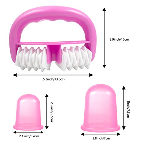 ZWOOS Copas Masaje Anti Celulitis, Celulitis Kit con Anticelulitis Ventosas Cupping Cup Anticelulítico Masajeador Rodillos taza de Masaje (Rosado)