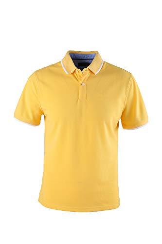 0108Voray Ga Polo básico Hombre algodón Granito Tips Cuello y Mangas (Amarillo, l)