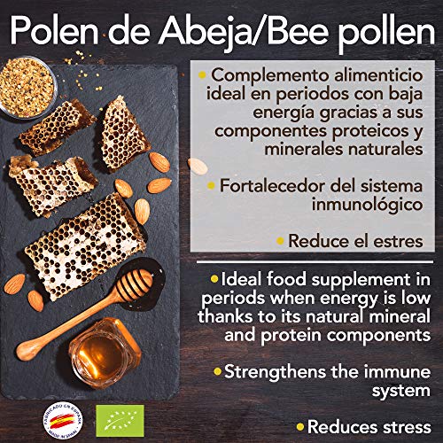 1 kg - Polen de España BIO. 100% natural. Polen de abeja ecologico libre de residuos. Polen fuente de proteinas, aminoácidos, lípidos, vitaminas y minerales.