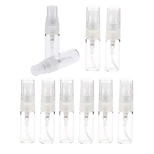 10 Unids Envase de Vidrio Botellas Recargables Perfume de Viaje Atomizador Transparentes Bomba Botellas de Spray - 3ml