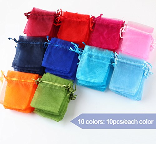 100 Bolsas Bolsitas de Organza de Boda 7X9cm ABSOFINE para Regalo Joyas Caramelo Dulces Recuerdo Favores Detalles de Boda