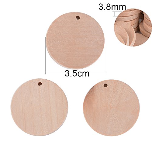 100pcs Discos Madera Círculos Rebanadas Redonda para Manualidades Pintar Colgar Llaveros Artesanías Diy Bricolaje Decoraciones Navidad Hogar Adornos Diametro 3.5cm