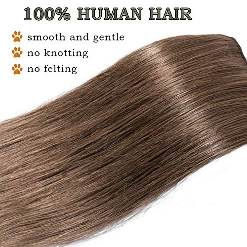 14"(35cm) SEGO Extensiones de Clip de Pelo Natural [8 PCS 18 CLIPS] #6 Castaño Claro 100% Remy Cabello Humano Postizos Pelucas Lisas para Mujer (60g)