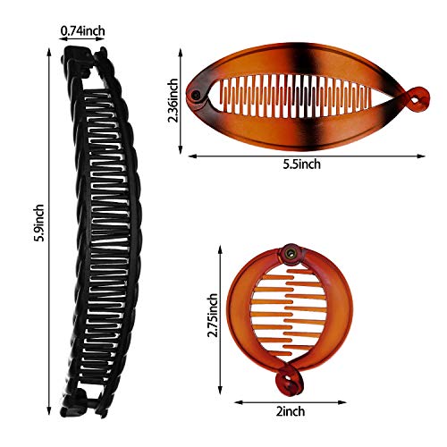 18 Piezas Pinzas de Cabello de Plátano Clips de Pescado Clips de Peine Elásticos y Reutilizables para Señoras con Cabello Lacio Rizado Fino y Grueso (3 Diseños)