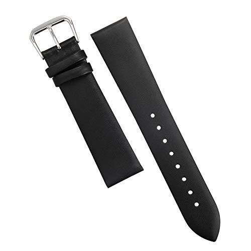 18mm Watchband,EACHE Classical Ultrathin Leather Watch Straps,for Women Men,Black