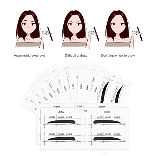192 Pares Plantilla Ceja,12 Estilos Plantilla Ceja Tarjeta de Dibujo de Ceja,Herramienta de Maquillaje Para Principiantes (Estilo 1)