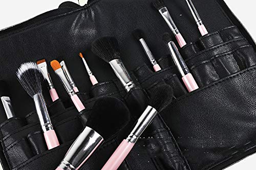 1PC PU cuero maquillaje cepillo cintura bolsa portátil cosmética titular de pincel organizador con correa de cinturón de artista (plegable)