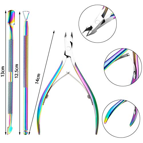 20 Piezas Set de Recortadora Alicate Cuticula con Kit de Herramientas de Quitar Esmalte de Uñas, Cortadora Cutícula Acero Inoxidable Removedor Piel Muerta Clips Quitaesmalte, Set de Manicura Uñas