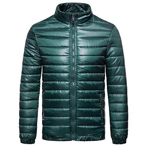 2019 - Chaqueta de plumón para Hombre, de algodón, Ligera, Piel cálida, con Cremallera, con Capucha, Color Liso, Elegante, Slim Fit Hoodie F-Vert XXL