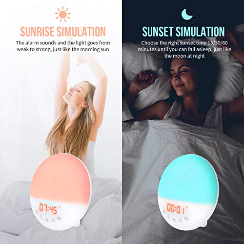 2020 WIFI Radio Reloj Despertador Digital Wake Up Light, Amanecer Simulación de Amanecer y Anochecer, 30 Niveles de Brillo, Función Snooze, 10 Sonidos, Control por voz, Admite Alexa Echo y Google Home