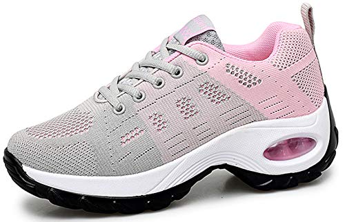 2020 Zapatos cuña Mujer Zapatillas de Deportivas Plataforma Mocasines Primavera Verano Planas Ligero Tacon Sneakers Cómodos Zapatos para Mujer Negro Gris Blanco