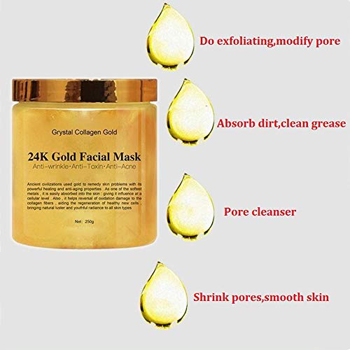 24k Gold Peel Off Mask Anti Wrinkle Anti Aging Facial Mask Face Care Whitening Face Masks Skin Care Face Lifting Firming Mask, 250g