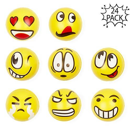 24pcs Pelota Anti Estrés | Bolas Divertidas De Emoji Squeeze | Pequeños Juguetes Fidget | Piñata Rellenos Bolsos Para Fiestas, Cumpleaños Niños Juegos | Halloween Fiesta Regalos para Niño