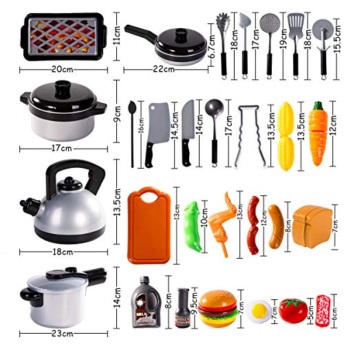 34 PCs Accesorios Cocina Niños con Ollas y Sartenes Parrilla Barbacoa Cortar Verduras Regalos Cumpleanos Utensilios Cocina para Niños