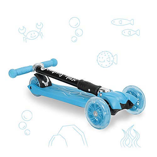 3StyleScooters® RGS-1 Patinete Scooter Tres Ruedas para Niños Pequeños Niños de 3 Años o Más con Luces LED en Las Ruedas, Diseño Plegable, Manillar Ajustable (Azul)