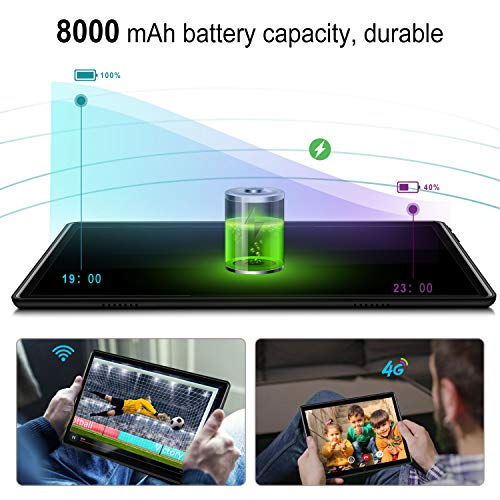 4G WiFi Tablet 10.1 Pulgadas , 2 in 1 Tablet con Teclado 4GB RAM+ 64GB ROM /128GB Escalables Android Tableta con Quad-Core 8MP 8000mAh Dual SIM Google Netfilx OTG Tablet PC