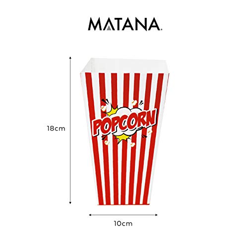 50 Bolsas Palomitas 18x10cm| Cajas de Palomitas, Popcorn Boxes - Cartones de Palomitas Retro| Cumpleaños, Película, Cine, Carnaval, Bodas, Bolsos de Fiesta Caramelos, Chuches, Decoracion.