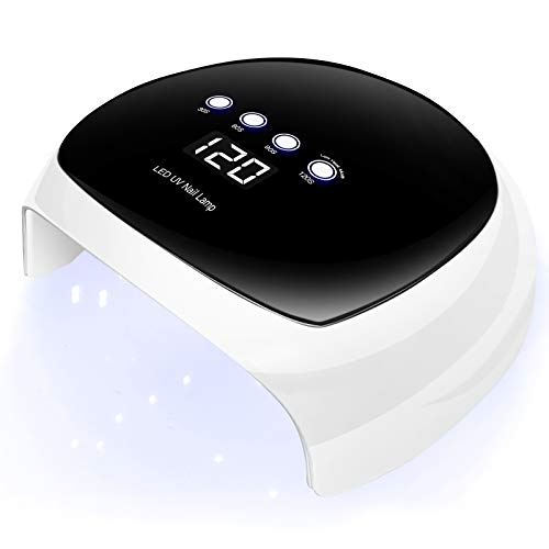 52W Lámpara LED UV Uñas para Manicura/Pedicura con 4 Temporizadores, Sensor Automático, Pantalla LCD (Se Ofrecen Guantes Anti-UV)