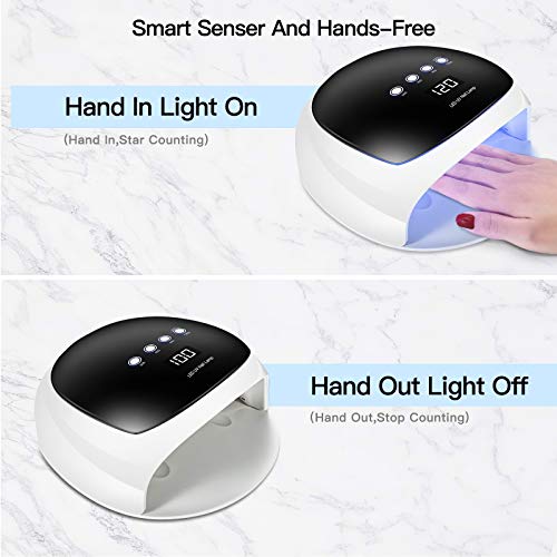 52W Lámpara LED UV Uñas para Manicura/Pedicura con 4 Temporizadores, Sensor Automático, Pantalla LCD (Se Ofrecen Guantes Anti-UV)