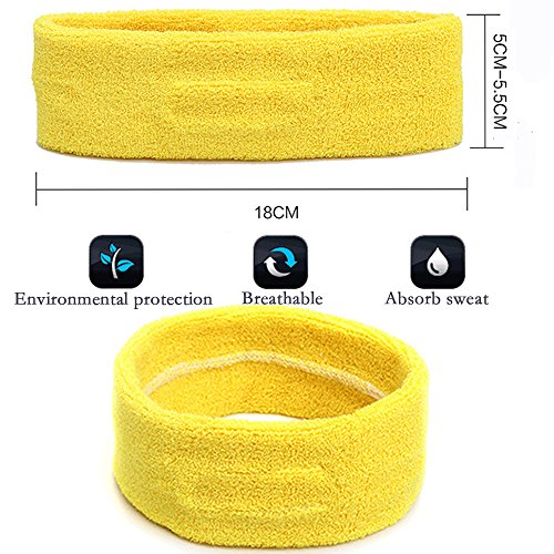 (6Pcs Headband) - Sweatband Sports Headband for Men & Women Moisture Wicking Athletic Cotton Terry Cloth Sweatband for Tennis, Basketball, Running, Gym, Working Out