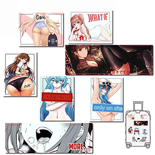 8 Uds Material de Gran tamaño calcomanía de Vinilo Pegatina Maleta portátil Coche camión Anime Hentai Sexy Pinup Mang Girl Impermeable Estilo de Coche