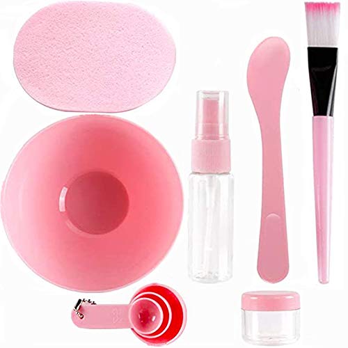 9 En 1 Máscara Facial DIY Set Herramienta 2 PCS Conjunto de Tazón de Máscara DIY Mask Bowl Tazón de Máscara Con Palillo De Espátula De Silicona Máscara Pincel De Bricolaje Cuidado Facial, para Mujeres