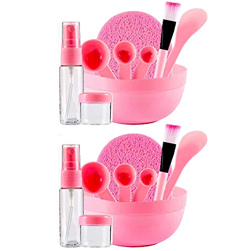 9 En 1 Máscara Facial DIY Set Herramienta 2 PCS Conjunto de Tazón de Máscara DIY Mask Bowl Tazón de Máscara Con Palillo De Espátula De Silicona Máscara Pincel De Bricolaje Cuidado Facial, para Mujeres