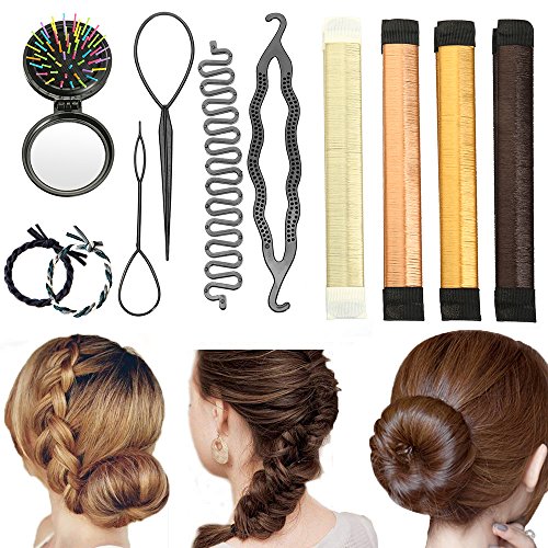 Accesorios de Peinado, Vibury Set de Diseño de Cabello Herramientas Accesorios Gomas moño de pelo para Niñas Mujeres con pelo DIY