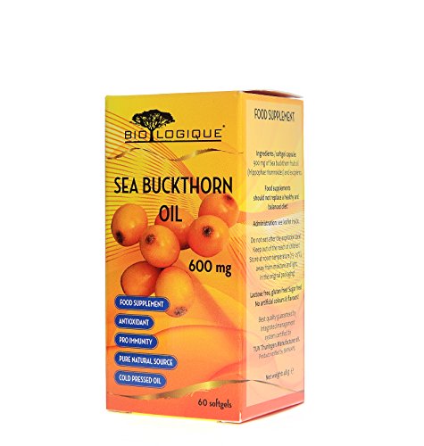 ACEITE DE ESPINO AMARILLO 600mg, antioxidante y activador inmunoestimulante, proporciona soporte para la temporada de resfriados y gripe, 100% Puro, PRENSADO EN FRÍO, 60 Capsulas