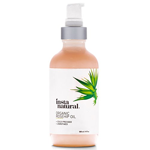 Aceite de Semillas de Rosa Mosqueta InstaNatural - Hidratante Orgánico Unisex Prensado en Frío para la Piel, Cara y Cuerpo - Para Cicatrices, Estrías, Arrugas y Líneas - Tratamiento AntiFrizz – 120 ml