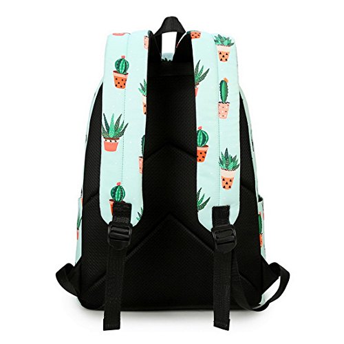 Acmebon Mochila Escolar de Ocio Ligera y Moderna - Cartera Escolar para Niñas y Niños con Lindo Estampado Cactus 626