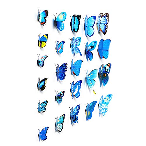 Adhesivos 3D decorativos para pared, diseño de mariposas. 12 unidades (Azul)