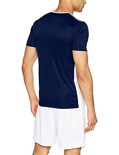 adidas Entrada 79 Camiseta de Fútbol para Hombre de Cuello Redondo en Contraste, Azul (Dark Blue/White), XS