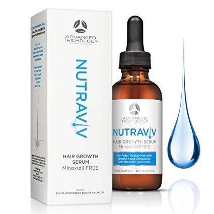 Advanced Trichology Nutraviv crecimiento del pelo serum adelgazamiento del cabello para hombres y mujeres - bloqueadores de dht naturales, ácido azelaico, té verde, vitaminas del grupo B