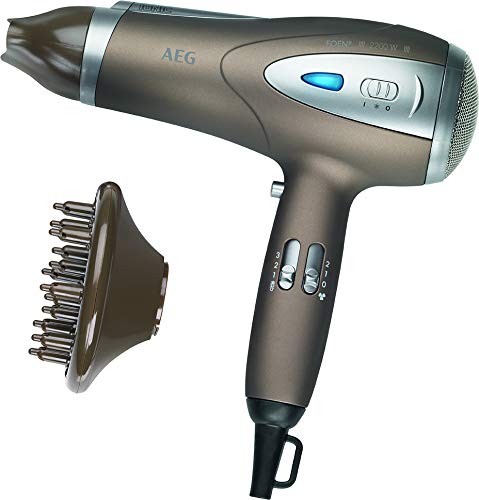 AEG HTD 5584 - Secador de pelo profesional iónico con difusor, 3 niveles de temperatura, 2 velocidades, 2200 W, color marrón